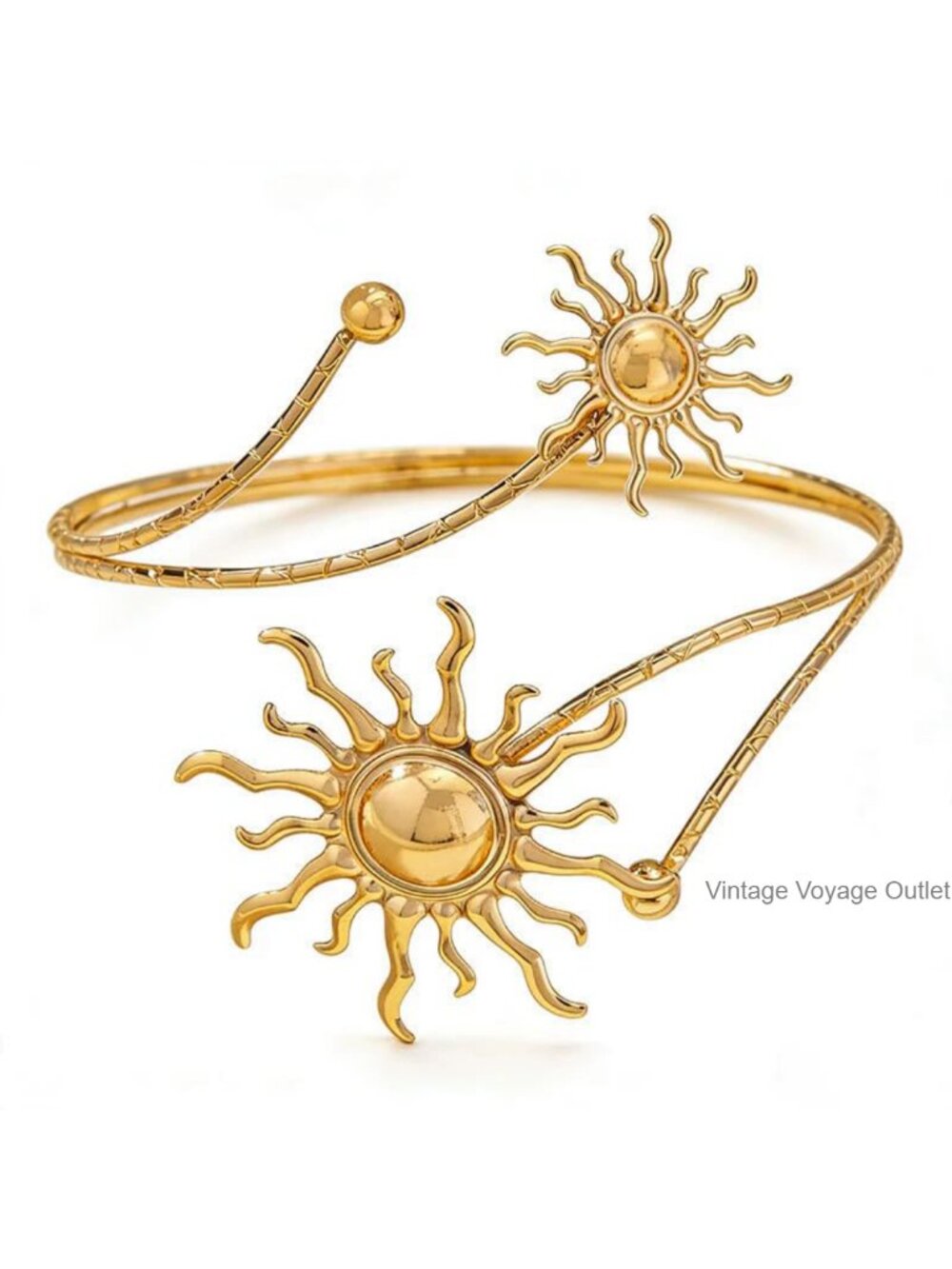 Boho Open Upper Arm Cuff Bracelet Polished Alloy Adjustable Arm Bangle